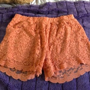 peachy lace shorts